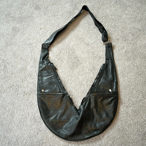 SASH Black Genuine Leather Bag Worn Soft GUC - Picture 1 of 10